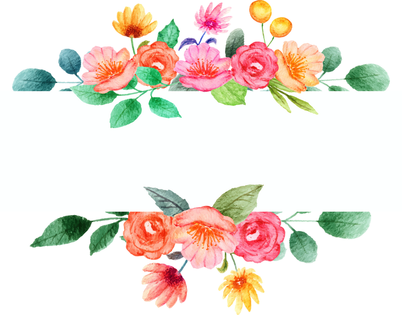 watercolor spring flower frame