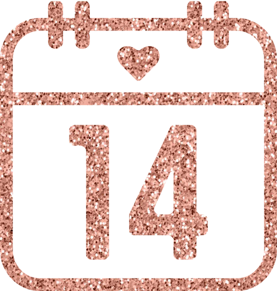 Static Rose Gold Valentine's Date on Calendar 