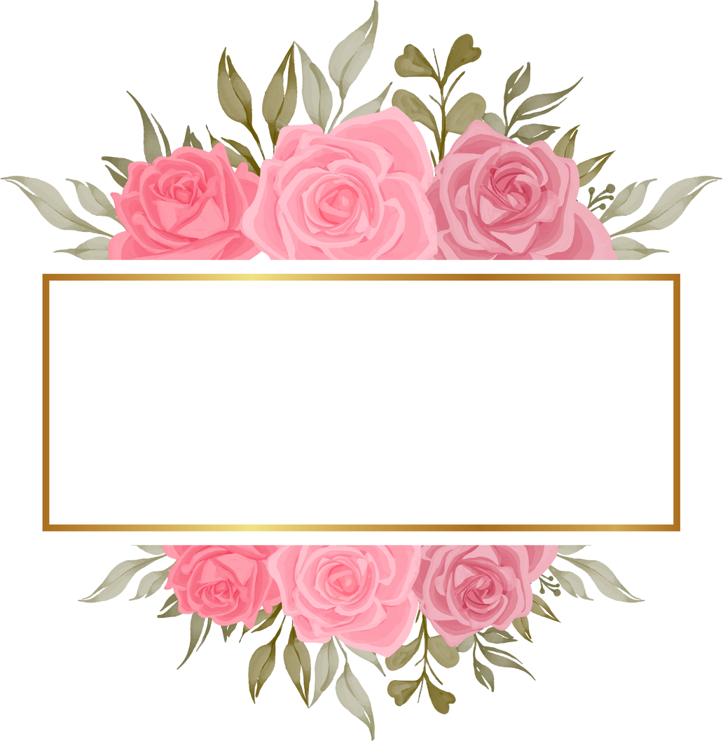 pink rose flower frame watercolor