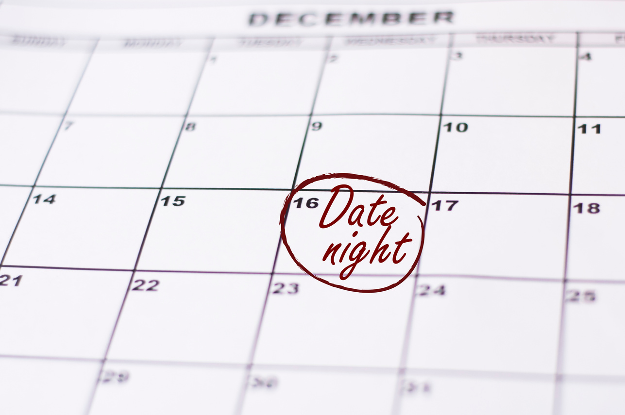 A Date Night Highlighted on a Calendar.